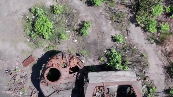 Відео Показує Вигляд Знищеної Військової Техніки Україні Під Час Війни — стокове відео