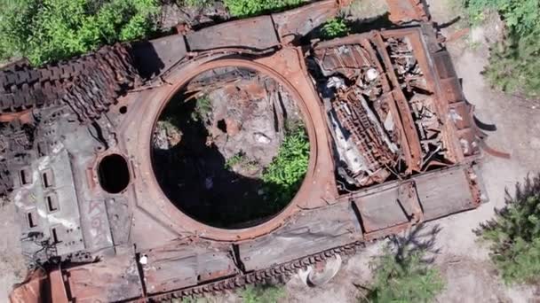 Este Video Muestra Una Vista Aérea Equipos Militares Destruidos Ucrania — Vídeos de Stock