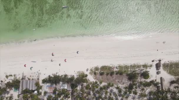 Este Vídeo Mostra Vista Aérea Praia Ilha Zanzibar Tanzânia Câmera — Vídeo de Stock