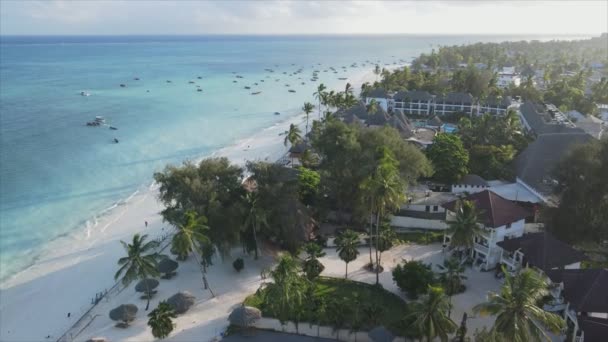 Detta Lager Video Visar Antenn Utsikt Över Stranden Zanzibar Tanzania — Stockvideo