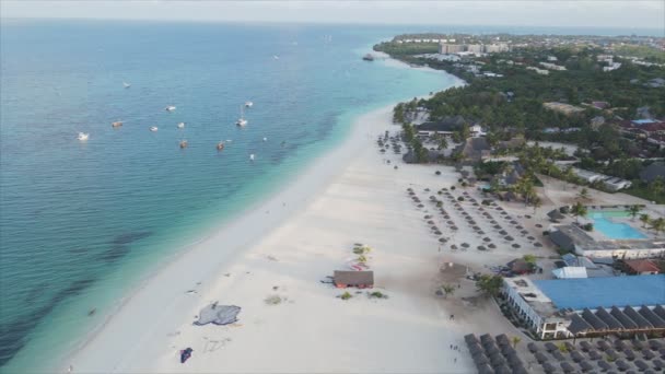 Stock Video Shows Aerial View Beach Zanzibar Island Tanzania Slow — Stock Video