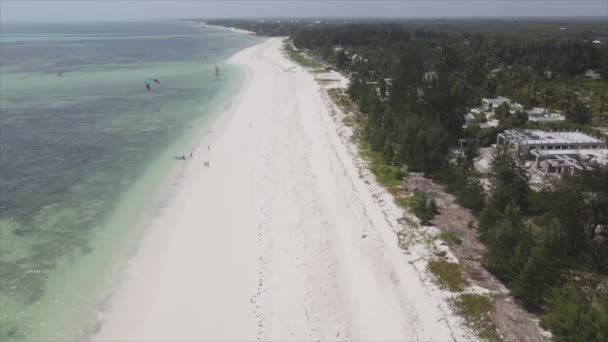 Stock Video Shows Aerial View Beach Zanzibar Island Tanzania Slow — Stockvideo