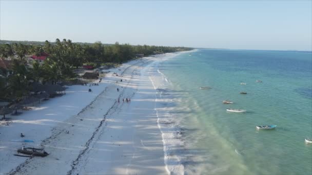 Stock Video Shows Aerial View Beach Zanzibar Island Tanzania Slow — Stockvideo