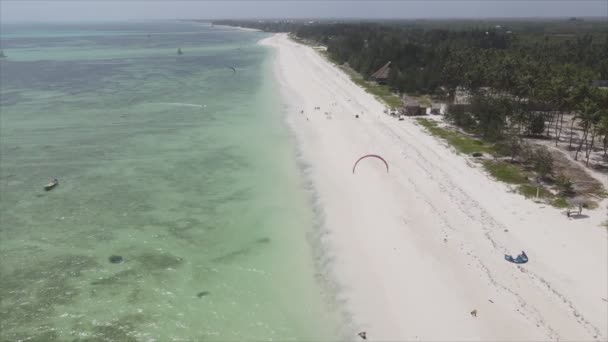 Stock Video Shows Aerial View Beach Zanzibar Island Tanzania Slow — Stockvideo