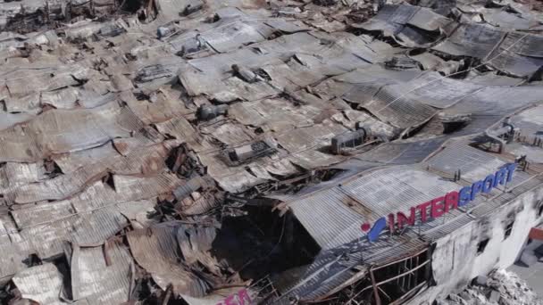 Este Video Muestra Edificio Destruido Centro Comercial Bucha Ucrania Durante — Vídeo de stock