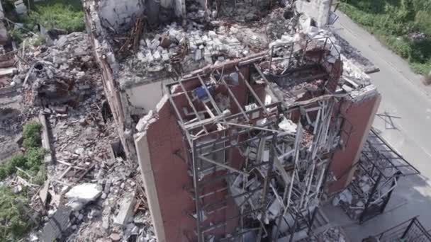 Video Ukrayna Daki Savaş Sırasında Makariv Şehrinde Yıkılan Bir Binayı — Stok video