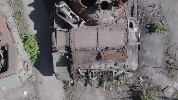 Este Video Muestra Una Vista Aérea Los Equipos Militares Destruidos — Vídeos de Stock