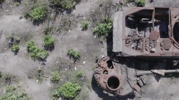 Este Video Muestra Una Vista Aérea Los Equipos Militares Destruidos — Vídeos de Stock