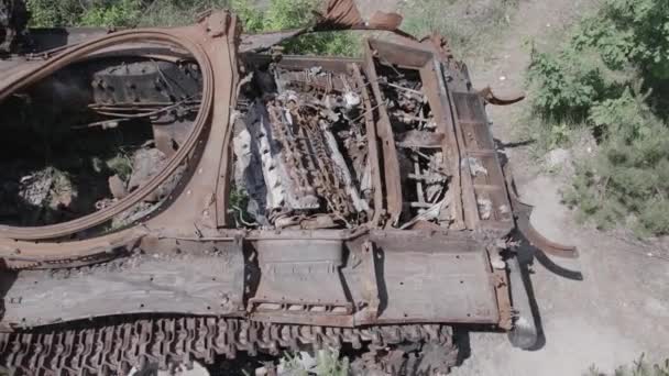 Stock Video Shows Aerial View Destroyed Military Equipment Ukraine War — Stockvideo