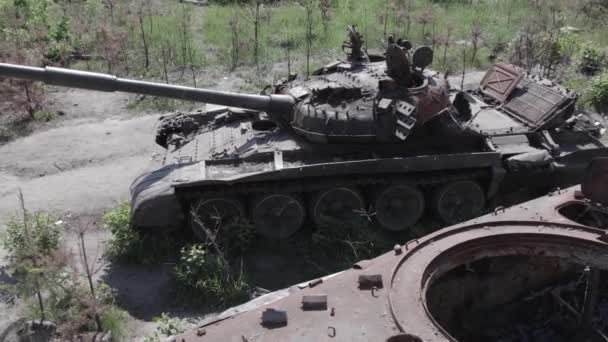 Этом Видео Показан Воздушный Вид Уничтоженной Военной Техники Украине Время — стоковое видео