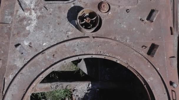 Készlet Videó Mutatja Légi Felvétel Megsemmisült Katonai Berendezések Ukrajnában Háború — Stock videók