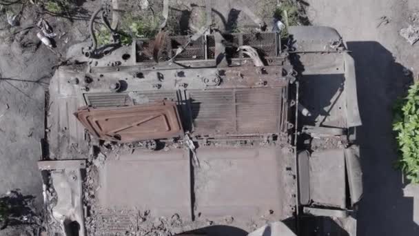 Video Stok Ini Menunjukkan Pandangan Udara Dari Peralatan Militer Yang — Stok Video