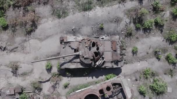 Este Video Muestra Una Vista Aérea Los Equipos Militares Destruidos — Vídeos de Stock