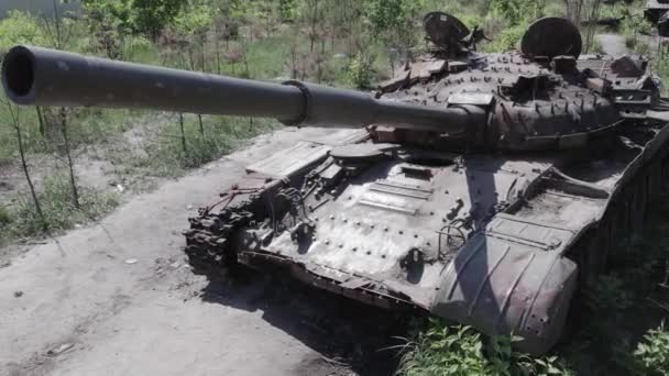 Цьому Відео Показано Вид Знищеного Військового Обладнання Україні Під Час — стокове відео
