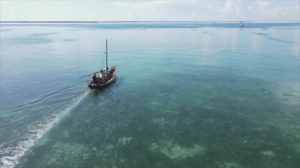 Stock Video Shows Boats Ocean Coast Zanzibar Slow Motion Resolution — Stockvideo