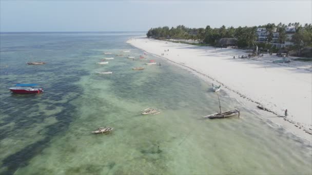 Stock Video Shows Boats Ocean Coast Zanzibar Slow Motion Resolution — Stock Video