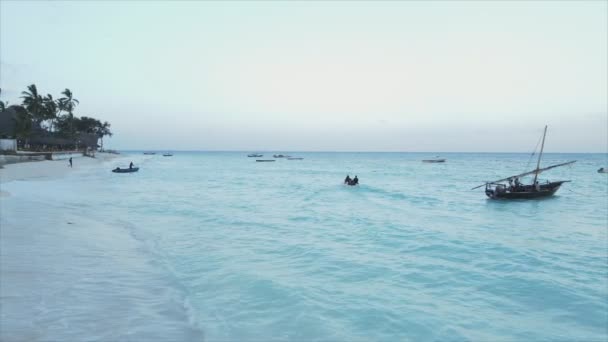 Stock Video Shows Boats Ocean Coast Zanzibar Slow Motion Resolution — Stock Video