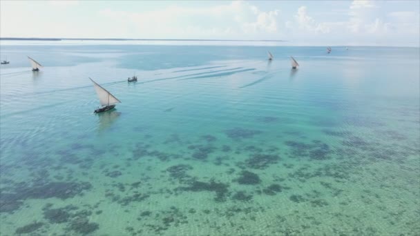 Dieses Archivvideo Zeigt Boote Ozean Vor Sansibar Zeitlupe Auflösung — Stockvideo