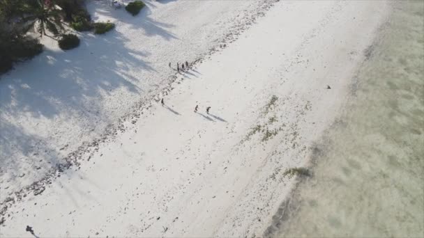 Dieses Archivvideo zeigt Menschen beim Fußballspielen am Strand von Sansibar, Tansania, Zeitlupe in 8K-Auflösung