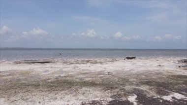 Bu video, Tanzanya, Zanzibar açıklarındaki okyanustaki alçak gelgitin 8K çözünürlükte yavaş çekimini gösteriyor.