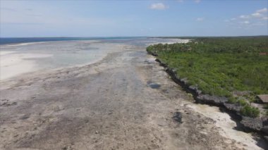 Bu video, Tanzanya, Zanzibar açıklarındaki okyanustaki alçak gelgitin 8K çözünürlükte yavaş çekimini gösteriyor.