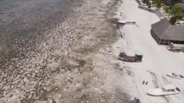 Bu video, Tanzanya, Zanzibar açıklarındaki okyanustaki alçak gelgitin 8K çözünürlükte yavaş çekimini gösteriyor.