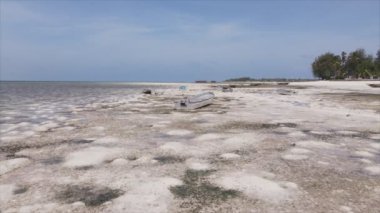 Bu video, Tanzanya, Zanzibar açıklarındaki okyanustaki alçak gelgitin 8K çözünürlükte yavaş çekimini gösteriyor.