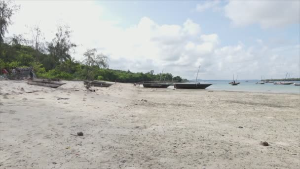 Stock Video Shows Aerial View Low Tide Ocean Coast Zanzibar — Vídeos de Stock