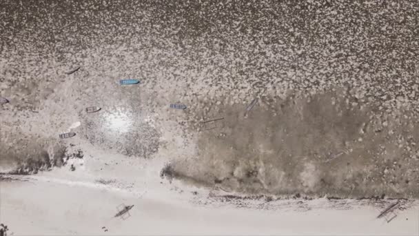这个鱼群视频显示了坦桑尼亚桑给巴尔海岸外海面的低潮的航拍图像 它的分辨率为8K — 图库视频影像