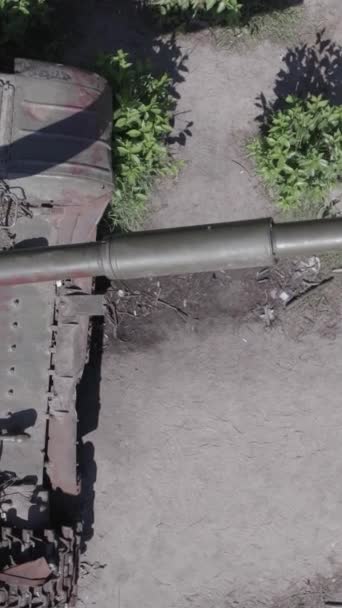 Этом Видео Показан Воздушный Вид Уничтоженной Военной Техники Украине Серый — стоковое видео