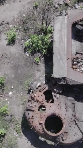 Αυτό Κατακόρυφο Βίντεο Απόθεμα Δείχνει Μια Εναέρια Άποψη Του Κατεστραμμένου — Αρχείο Βίντεο