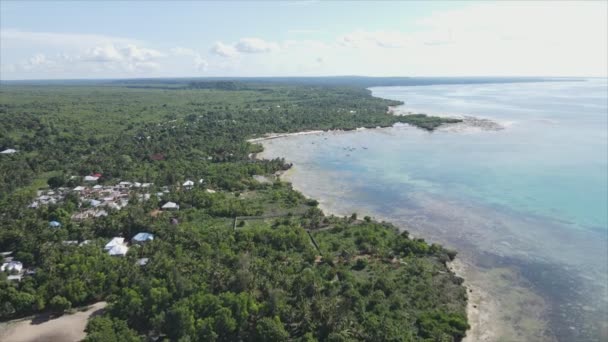 Stock Video Shows Aerial View Ocean Coast Zanzibar Tanzania Slow — Video Stock