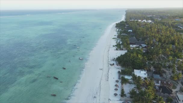 Stock Video Shows Aerial View Ocean Coast Zanzibar Tanzania Slow — Stock videók