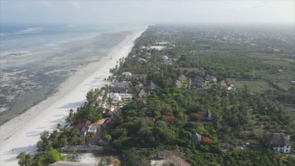 Stock Video Shows Aerial View Ocean Coast Zanzibar Tanzania Slow — Wideo stockowe