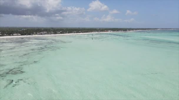 Stock Video Shows Aerial View Ocean Coast Zanzibar Tanzania Slow — Stock videók
