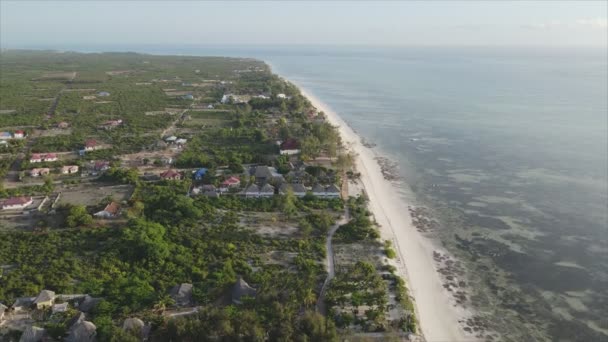 Stock Video Shows Aerial View Ocean Coast Zanzibar Tanzania Slow — Wideo stockowe