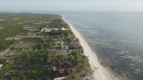 Stock Video Shows Aerial View Ocean Coast Zanzibar Tanzania Slow — Wideo stockowe