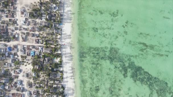 Stock Video Shows Aerial View Ocean Coast Zanzibar Tanzania Slow — Stockvideo