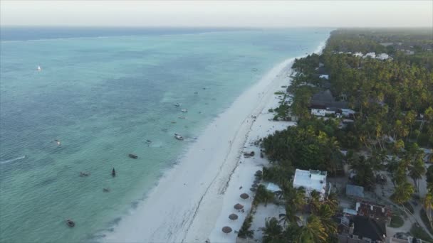 Stock Video Shows Aerial View Ocean Coast Zanzibar Tanzania Slow — Stock Video