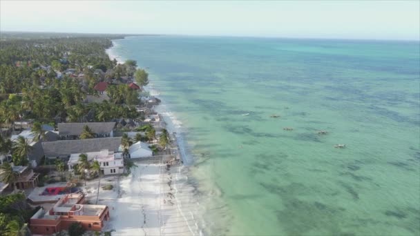 Este Vídeo Mostra Uma Vista Aérea Oceano Perto Costa Zanzibar — Vídeo de Stock