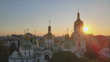 This stock video shows St. Sophia Church in the morning at dawn in Kyiv, Ukraine in 8K resolution