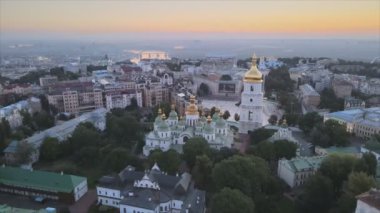 This stock video shows St. Sophia Church in the morning at dawn in Kyiv, Ukraine in 8K resolution