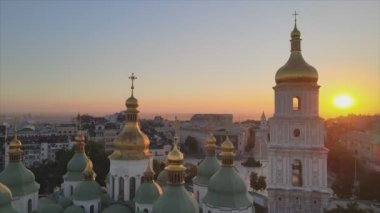This stock video shows St. Sophia Church in the morning at dawn in Kyiv, Ukraine in 8K resolution