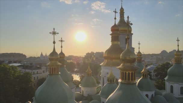 Stock Video Shows Sophia Church Morning Dawn Kyiv Ukraine Resolution — Stock videók