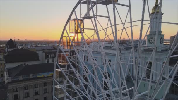 Stock Video Shows Ferris Wheel Morning Sunrise Kyiv Ukraine Resolution — Stock Video