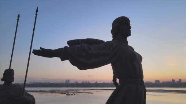 Stock Video Shows Monument Founders City Kyiv Morning Dawn Ukraine — Vídeo de stock