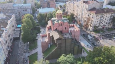 This stock video shows an aerial view of the Golden Gate in Kyiv, Ukraine in 8K resolution