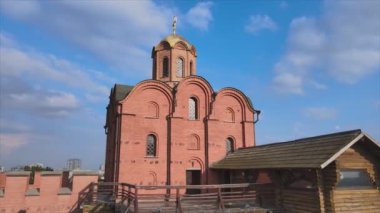 This stock video shows an aerial view of the Golden Gate in Kyiv, Ukraine in 8K resolution