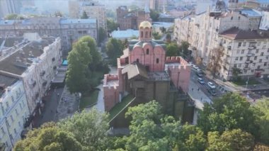 This stock video shows an aerial view of the Golden Gate in Kyiv, Ukraine in 8K resolution