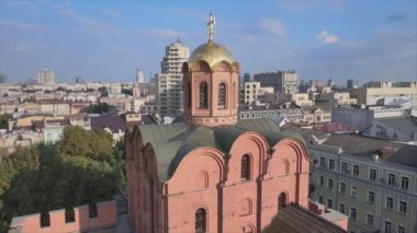 This stock video shows an aerial view of the Golden Gate in Kyiv, Ukraine in 8K resolution